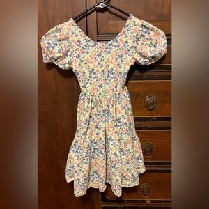 Janie and Jack Floral Puff Sleeve Dress - Pink and Blue